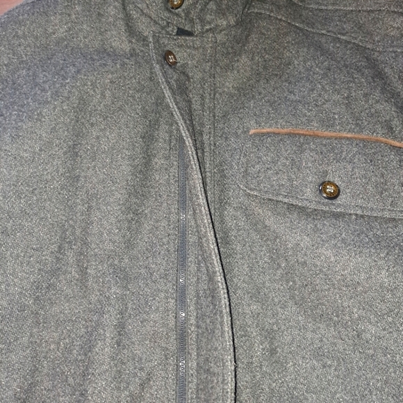 KNIGHTS BRIDGE Dark Grey Wool Full Zip Long Sleeve Coat Size Large - Picture 6 of 14